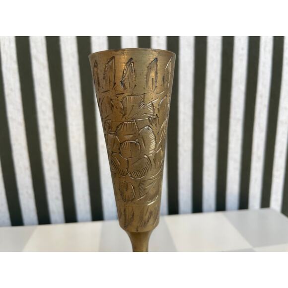 Vintage Brass Floral Bud Vase - Picture 5 of 7